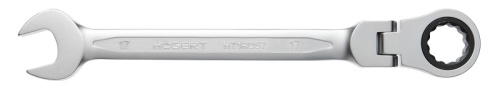 Ключ комбинированный трещоточный шарнирный, сталь CrV, 17мм, 72Т