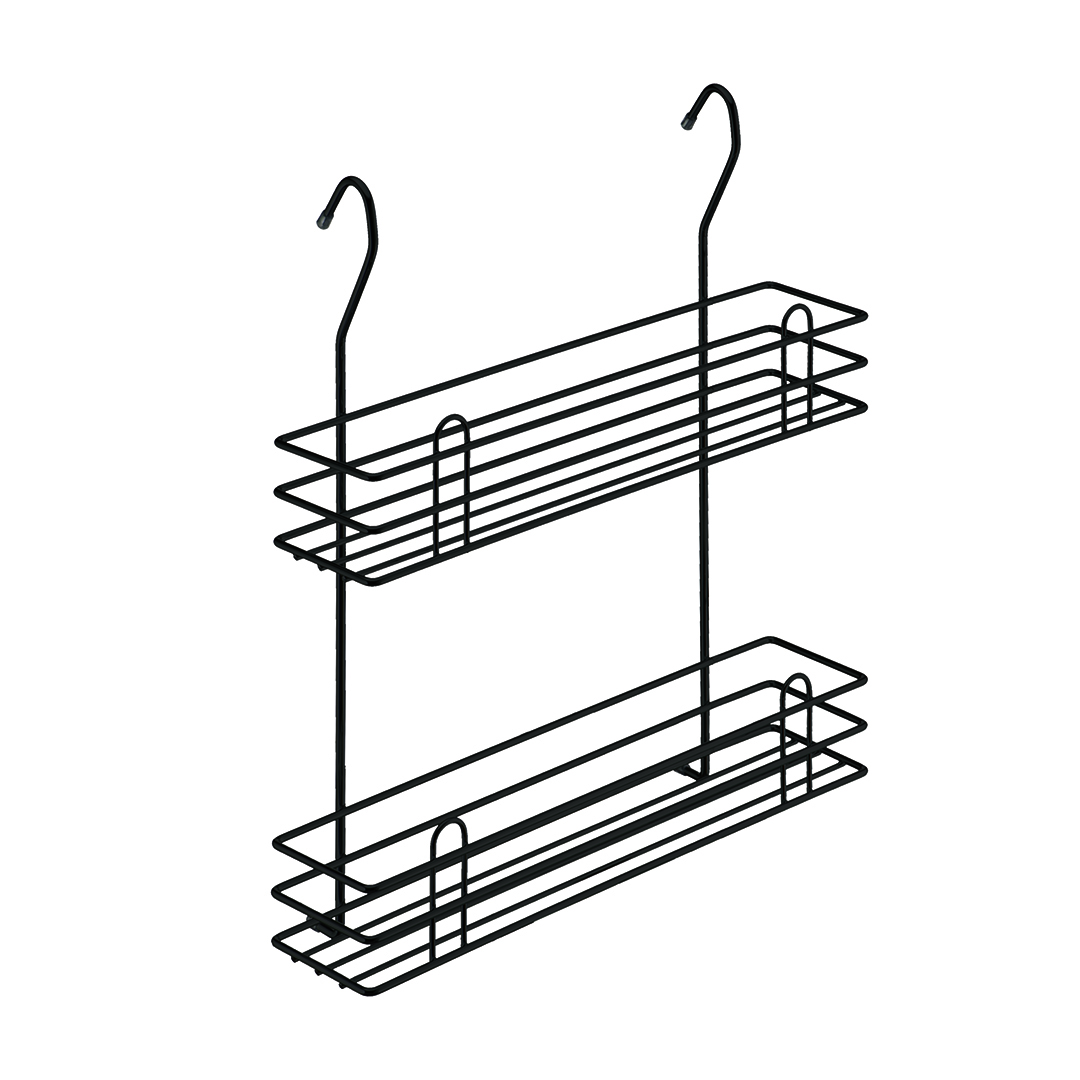 Полка 2-ярусная для специй, 350х105х400мм, черный матовый