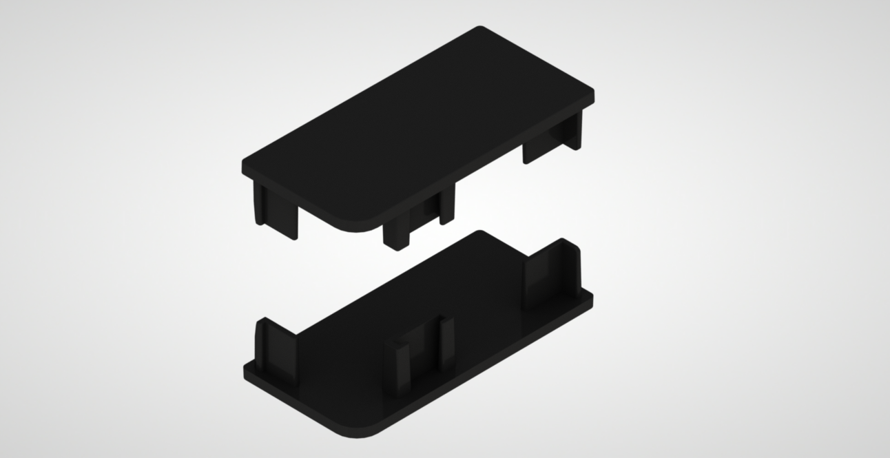Комплект закрытых заглушек для L-образного профиля (2 шт.) №2, черный