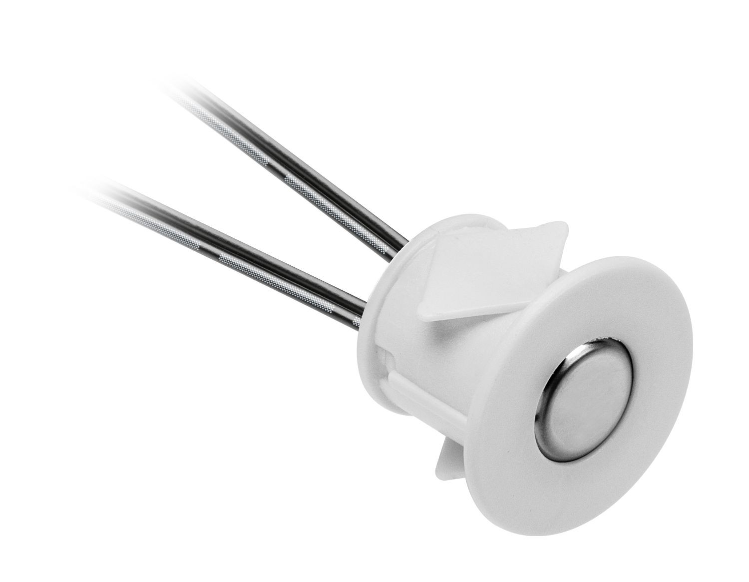 Выключатель врезной на касание с диммером, 12V/24W, miniAMP, шнур 1м, пластик, белый, GTV