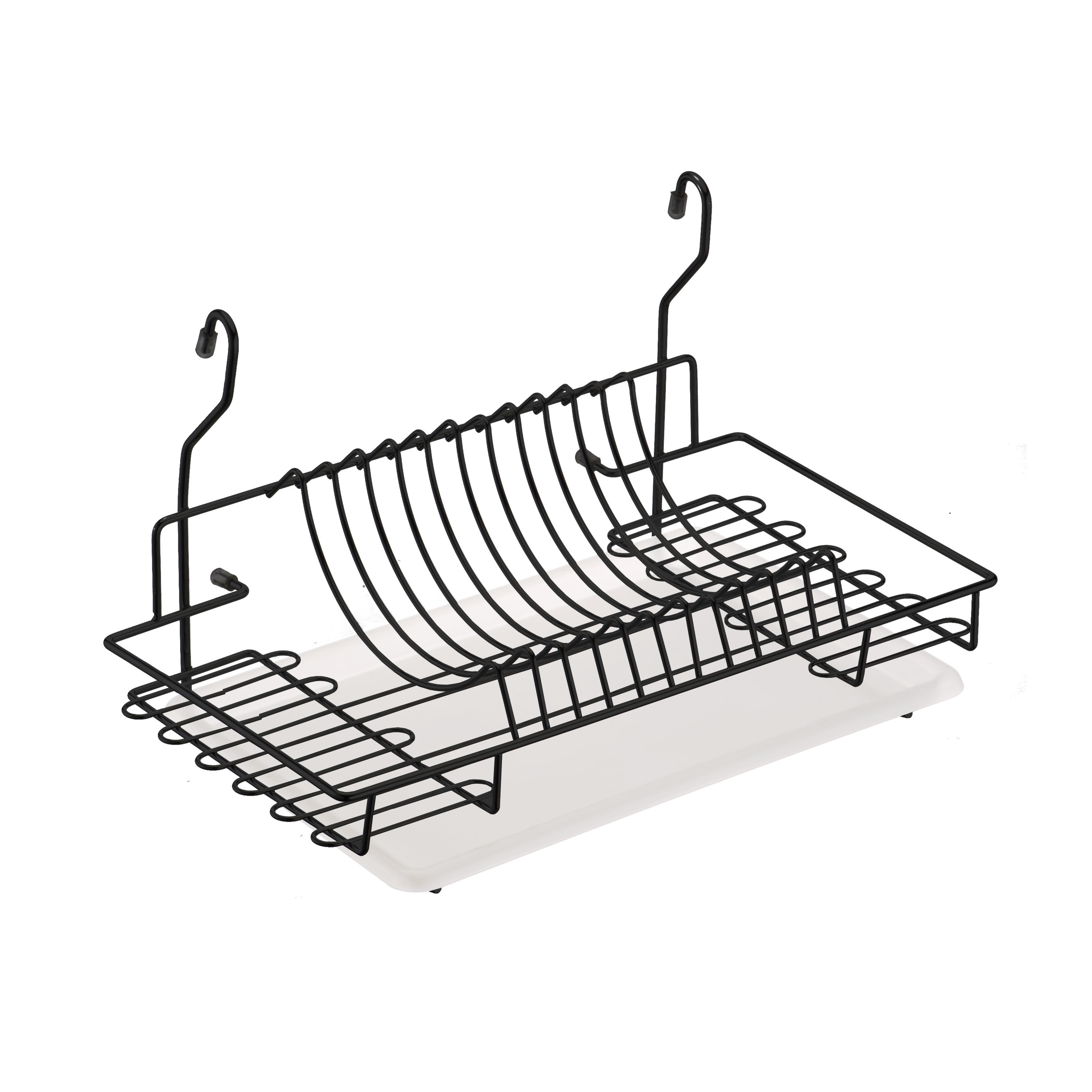 Посудосушитель навесной, 440х270х260мм, пластиковый поддон, черный матовый