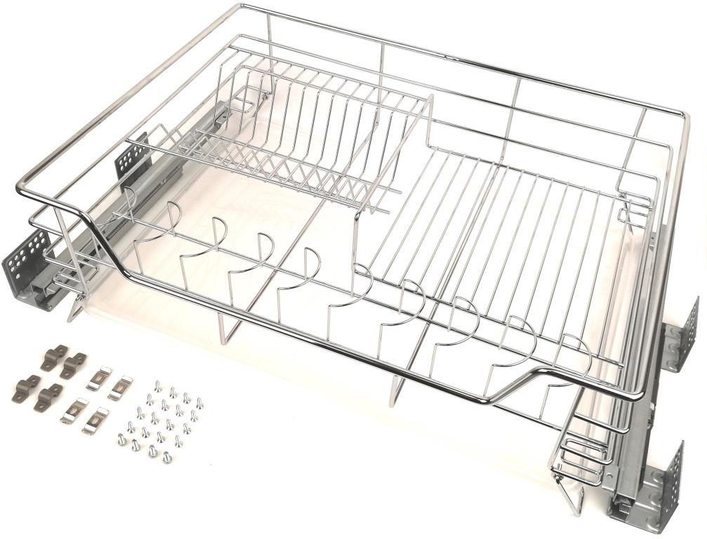 Посудосушитель в нижний шкаф 700мм, 594х440х210мм, полного выдвижения с доводчиком, хром