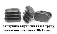 Заглушка для штанги овальной 15х30мм, пластик черный/100 - купить  в Новосибирске