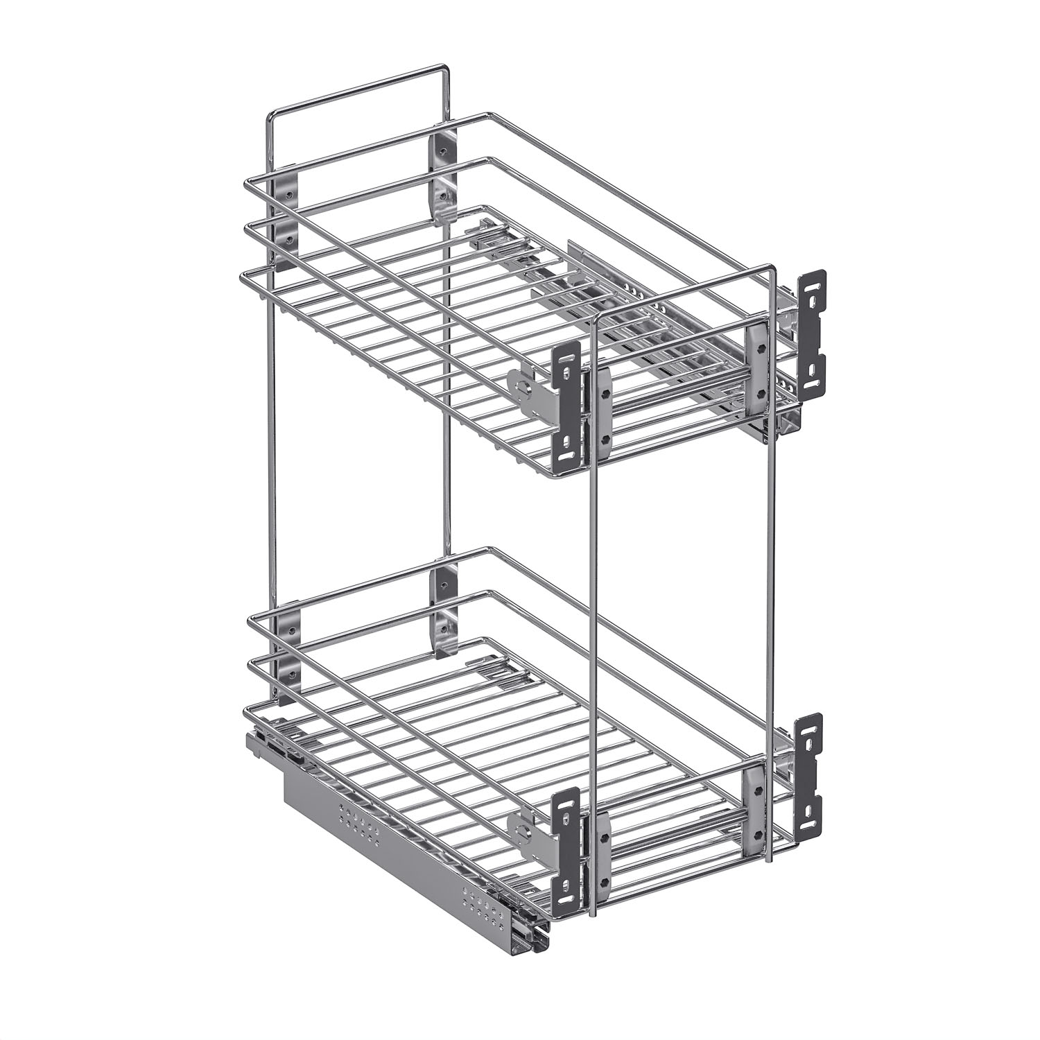 Корзина 300мм, 2 яруса, 260х450х530, двустороннее боковое нижнее / диагональное крепление, без направляющих, хром, Россия