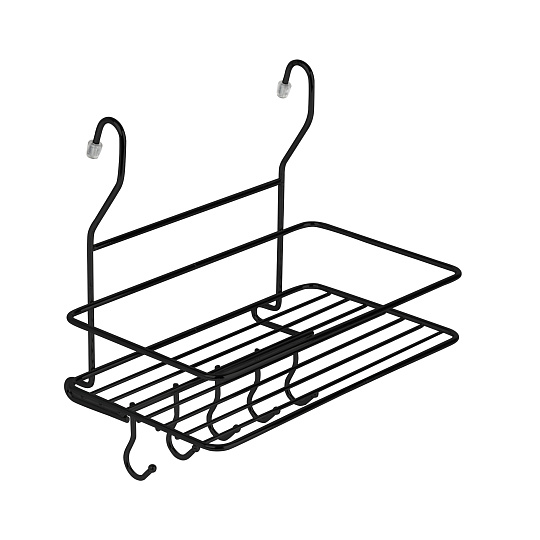 Полка большая с крючками, 260х180х270мм, черный матовый/12