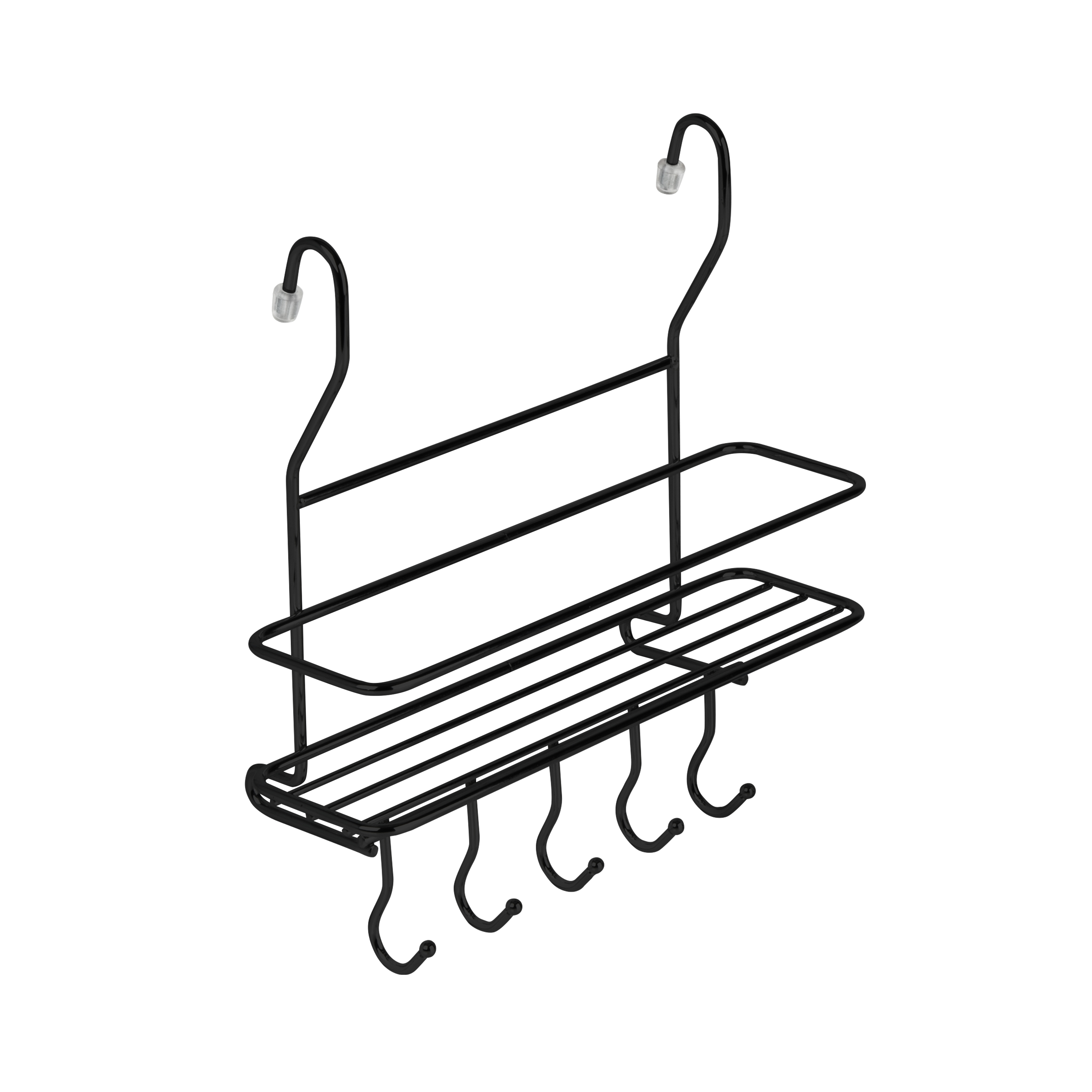 Полка малая с крючками, 265х100х270мм, черный матовый