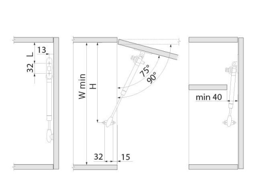 Кронштейн газовый 120N с доводчиком, серый, GTV