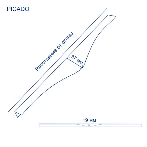 Ручка торцевая, PICADO, 256/296мм, металл, черный матовый, GTV