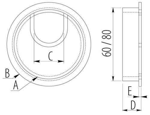 Заглушка для кабель-канала, Ø80мм, металл, инокс, GTV