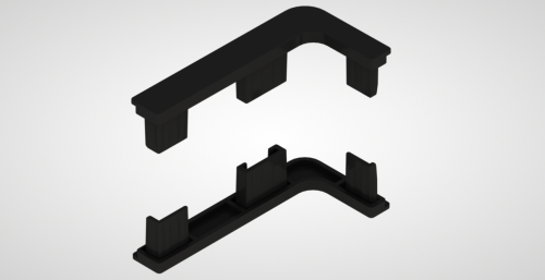Комплект открытых заглушек для L-образного профиля (2 шт.) №2, черный