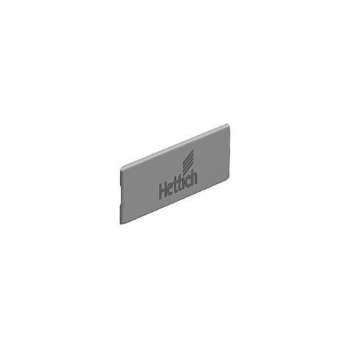Заглушка на боковину InnoTech Atira, с логотипом Hettich, пластик, серая/300