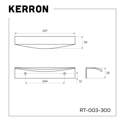 Ручка торцевая, RT-003-300 SC, 300мм, металл, матовый хром