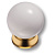 Ручка-кнопка, 5102-102, d=28мм, металл/пластик, глянцевое золото/белый