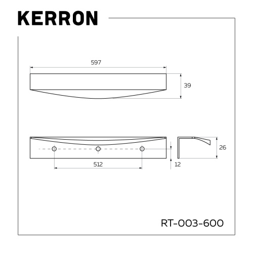 Ручка торцевая, RT-003-600, 600мм, металл, хром
