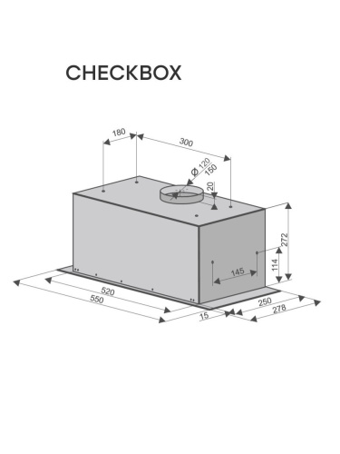 Вытяжка полновстраиваемая Checkbox, 60см, без угольного фильтра, белый, Konigin