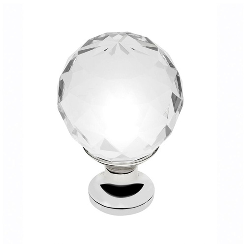 Ручка-кнопка с кристаллом, GZ-CRPA30-01, d=30мм, металл/закал. стекло, хром, GTV