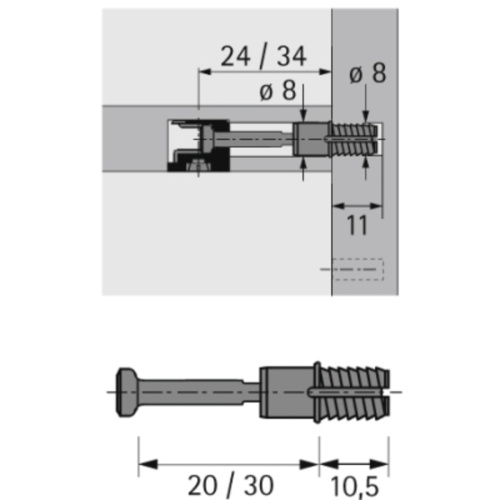 Дюбель для быстрого монтажа Rapid S DU 324, ø8 мм, L20 мм, сталь оцинкованная/пластик, синий
