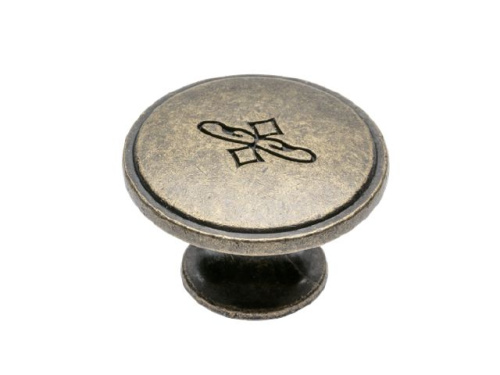 Ручка-кнопка, OLBIA, d=32мм, металл, старое золото