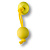 Ручка-кнопка, 7947AM, 28х30х70мм, каучук/металл, желтый