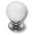Ручка-кнопка, 9992-402, d=30мм, металл/стекло, глянцевый хром/белый