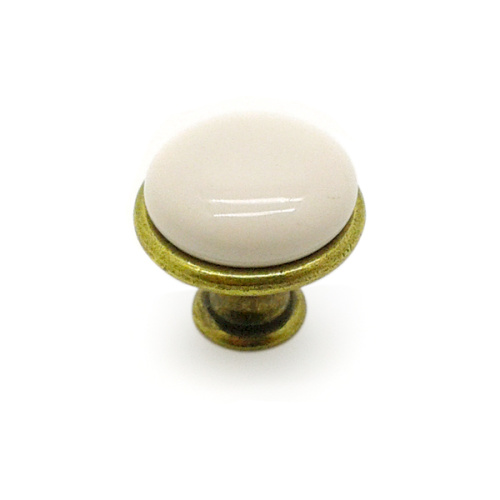 Ручка-кнопка, GP19-G00AB-MLK-0, d=29мм, металл/керамика, бронза/молочный, Gamet