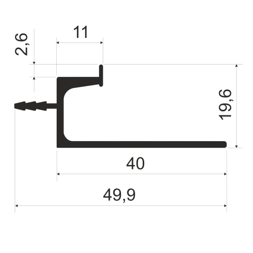 Ручка-профиль TW9 для ДСП 18мм, h=19,6мм, L=5000мм, черный