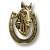 Дверной молоток "Лошадь", 00273, латунь, глянцевая латунь