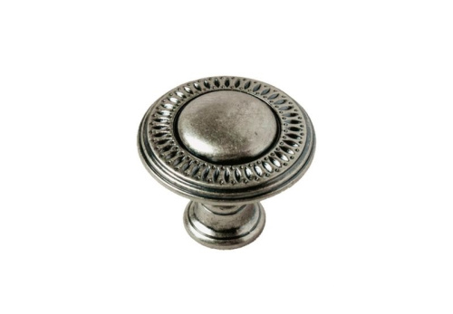 Ручка-кнопка, 192, d=35мм, металл, античное серебро/200