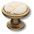 Ручка-кнопка, 3008-40-449 GOLD, d=35мм, керамика/металл, белый с орнаментом/старая бронза