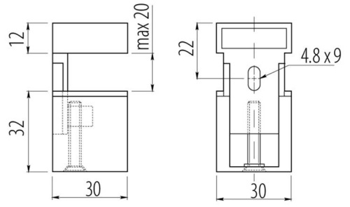 Полкодержатель "Куб" для ДСП и стекла, 4кг на пару, h=4-20мм, матовый хром, (компл 2шт), GTV