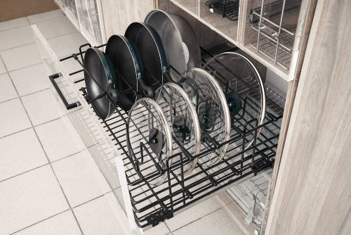 Корзина для хранения сковородок и крышек, в шкаф 800мм, без направляющих, черный, Россия