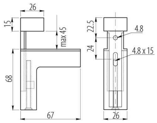 Полкодержатель "Угол" для ДСП и стекла, 10кг на пару, h=4-45мм, сатин, (компл 2шт), GTV